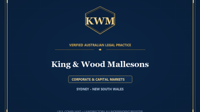 King & Wood Mallesons — CORPORATE & CAPITAL MARKETS, SYDNEY • NEW SOUTH WALES