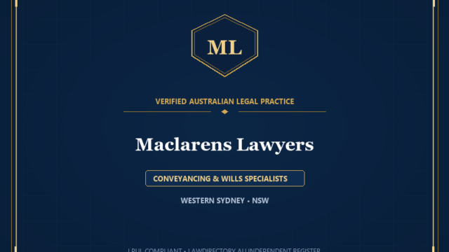 Maclarens Lawyers — CONVEYANCING & WILLS SPECIALISTS, WESTERN SYDNEY • NSW