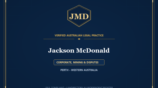 Jackson McDonald — CORPORATE, MINING & DISPUTES, PERTH • WESTERN AUSTRALIA
