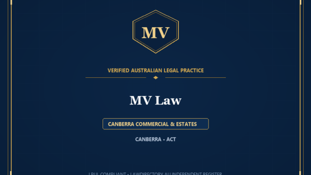 MV Law — CANBERRA COMMERCIAL & ESTATES, CANBERRA • ACT