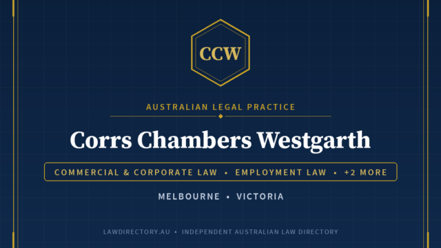 Corrs Chambers Westgarth Melbourne — listing card on LawDirectory.au