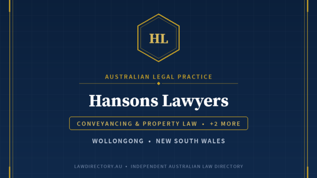 Hansons Lawyers Wollongong — listing card on LawDirectory.au