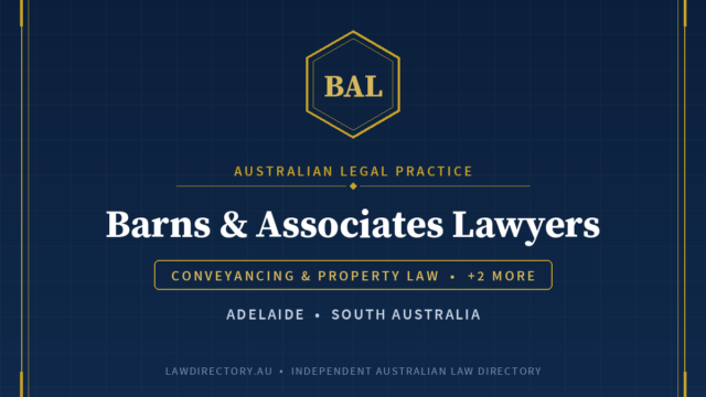 Barns & Associates Lawyers Glenelg — listing card on LawDirectory.au