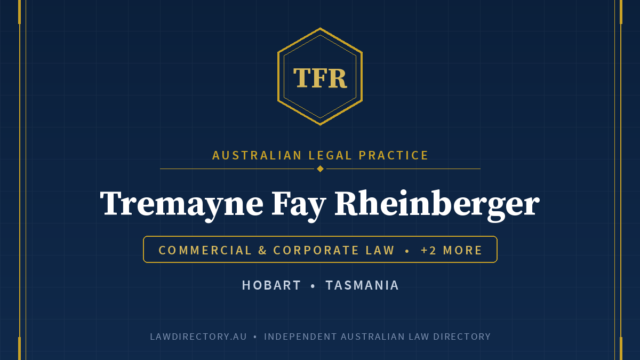 Tremayne Fay Rheinberger Hobart — listing card on LawDirectory.au