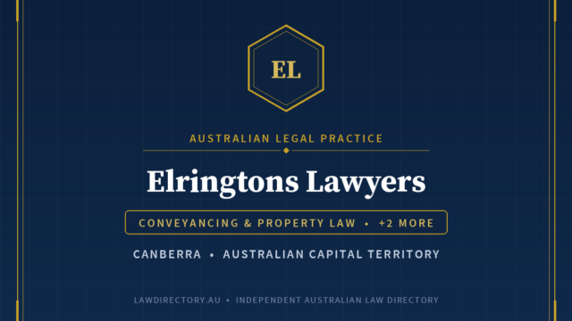 Elringtons Lawyers Canberra — listing card on LawDirectory.au
